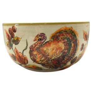 Maxcera Thanksgiving Acorns of Turkey Soup Bowl Cereal Ceramic 5.5" Across